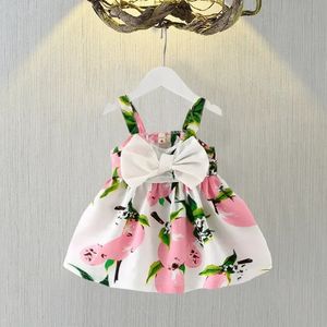 Jurken Voor Meisje Nieuwe Zomer Meisje Jurk Grote Boog Baby Meisje Kleding Leuke Gedrukt Mouwloze Baby Prinses Jurk 2312306