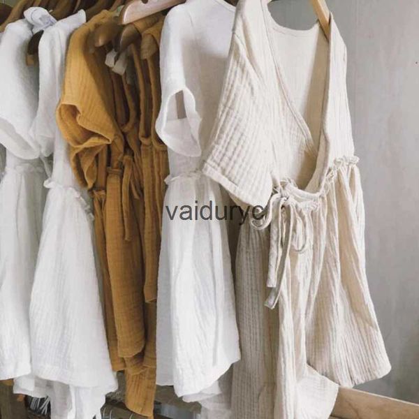 Vestidos de niña Nuevo verano Bebé niñas Europa América Niño Niños Vestido de niña Ropa de lino casual Volantes Dulce Princessvaiduryc