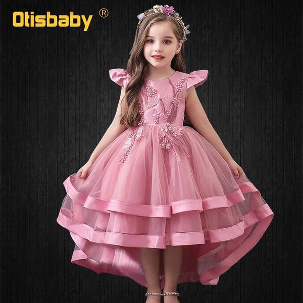 Vestidos de niña Año Nuevo Vestidos para niños para niñas Tren Vestido de comunión Fiesta de baile Niños Floral Eleghant Boda Ceremonia de noche Vestidos monzón yq240327