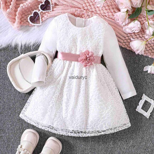 Vestidos de niña recién nacido niña otoño ropa de invierno vestido de bautismo fiesta blanca para niñas encaje volante vestidos navidadvaiduryc