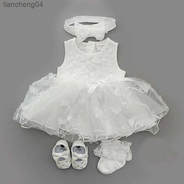 Robes de fille Nouveau-né bébé fille robe vêtements 0 3 6 mois robes blanches infantile Tutu body tenues de fête robe de baptême blanche ensemble de chaussures