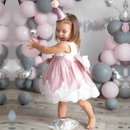 Meisjesjurken pasgeboren babymeisje prinses jurk 1e verjaardag Lace wit baptist feestje kostuum hoofdtooi baby costumel240508