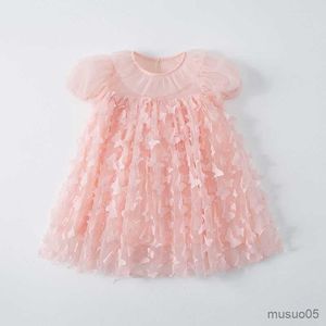 Girl's jurken pasgeboren jurk voor babymeisjes eerste verjaardagsfeestje dragen korte mouw peuter meisje doopkleding 2-6y doopkleding 2-6y