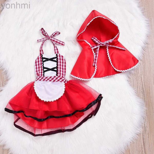 Vestidos de niña recién nacido Little Red Riding Hood Cosplay Prop Definteros Costume Baby Girls Tutu Vestido +Cape Cloak Outfit Girl Party Vestido 2021 D240423