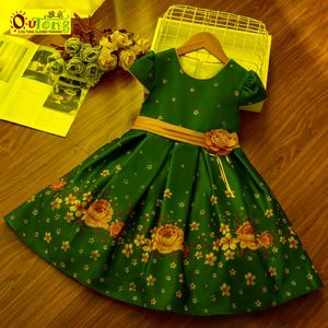 Vestidos de niña Outong Niña de 5 a 9 años Vestido floral Manga corta Estampado de flores para niños Cumpleaños Algodón Ropa suave para niños Niñas