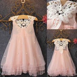 Robes de fille Pageant Baby Clothing Party Robe Pearl Lace Tulle Robe 2-7yl2405