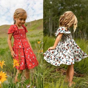 Girl's Dresses Party Princess Blue Square Collar Star Prt Girls Jurk 2 3 4 5 7 8 9 10 11 12 G220523