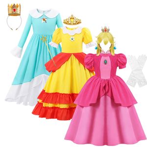Girl's Dresses Peach Princess Dress For Girl Cosplay Costume Children Stage Performace Outfits Kids Carnival Fancy Birthday Party Clothes 2-10T 230812