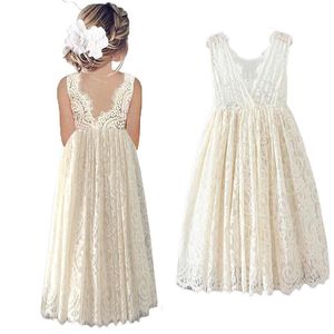 Robes de fille grande taille princesse filles coton dentelle fête longue robe bébé enfants fleur fille mariage anniversaire enfants vêtements 2 4 6 8 10 12 14 230508