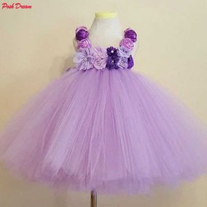 Robes de fille POSH DREAM Lavande Fleur Fille Tutu Robe Rose En Mousseline De Soie Fleur Enfants Lavande Robe De Mariage Demoiselle D'honneur Enfants Vêtements pour FillesHKD230712