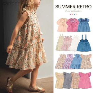 Robes de fille prévente (navire avril) 2024 Lou Summer Cherry Robe Girl Girl Robe Kid Boutique Clothe
