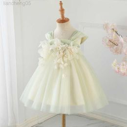 Meisjesjurken Princess Baby Girs Jurk Sling Vestidos Flower Kinderjurken For Girls Elegant 1e verjaardagsfeestje Bruiloft Girls jurken Lace 1-15t W0224