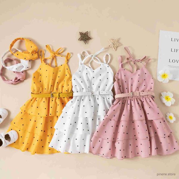 Robes de fille Princesse Enfants Robe De Bébé Pour Les Filles Dots Robe Sans Manches À Volants Fête Anniversaire Robe De Baptême Pour Fille Robes D'été