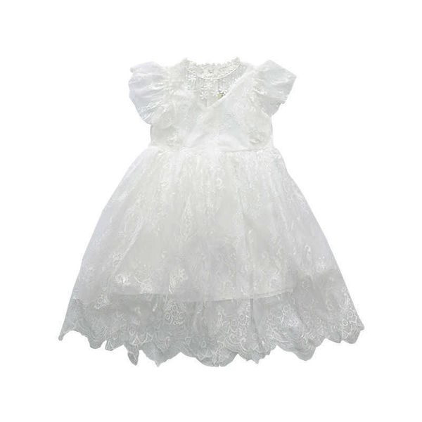 Robes de fille Princesse Dentelle Robes De Fille De Fleur Pas Cher À Manches Courtes Filles Enfant Pageant Jupes Cérémonie D'été Sainte Première Communion Robe Porter