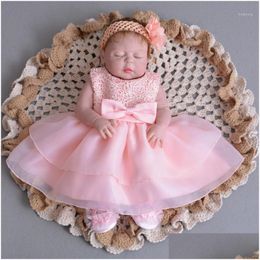 Meisjesjurken Prinsesse jurk Baby Girl Doop Girls 1 jaar verjaardagskleding peuter bloem doopbal jurk zomerkleding drop dhdmm