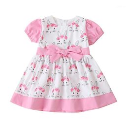 Meisjesjurken Pudcoco 1-6 jaar Kinderen babymeisjes 2022 Easter jurk print zoete mooie korte mouw voor kinderen