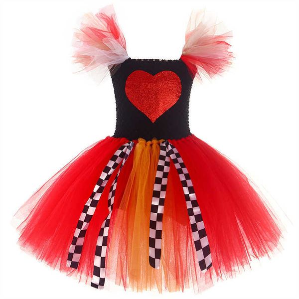 Vestidos de niña Reina de corazones Ven a las niñas Fiesta de cumpleaños Ropa Wonderland Cuento de hadas Princesa Tutu Vestido Niños Halloween Carnaval Dress Up