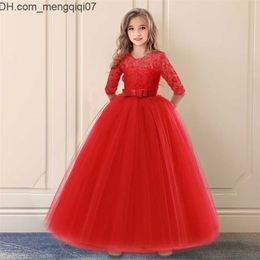 Robes de fille rouge robe de Noël dentelle fleur filles fête de mariage enfants vêtements élégant longue robe formelle soirée enfants robes pour 220110 Z230701