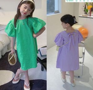 Girl's jurken Retail 2022 Zomer Babymeisjes Purple Green Dress Princess Kids Zoete kleding 2-6tgirl's