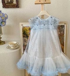 Girl's jurken Retail Nieuwe Baby Summer Girls Boutique lovertjes Mesh Tutu Dress Princess Kids Sweet Fashion Dress 3-7TL2404