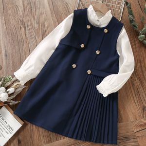 Jurken voor meisjes Schooluniform Preppy meisjeskleding voor tieners Baby Elegant overhemd 2 stuks Lente Herfst Kinderkostuums 8 10 12 13 jaar 230906