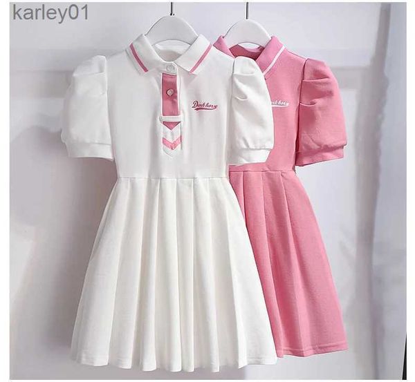 Vestidos de niña Vestido de verano de manga corta para niños Vestidos de princesa para niñas pequeñas para niños Vestido informal con letras Ropa diaria 3 5 7 10 años yq240327