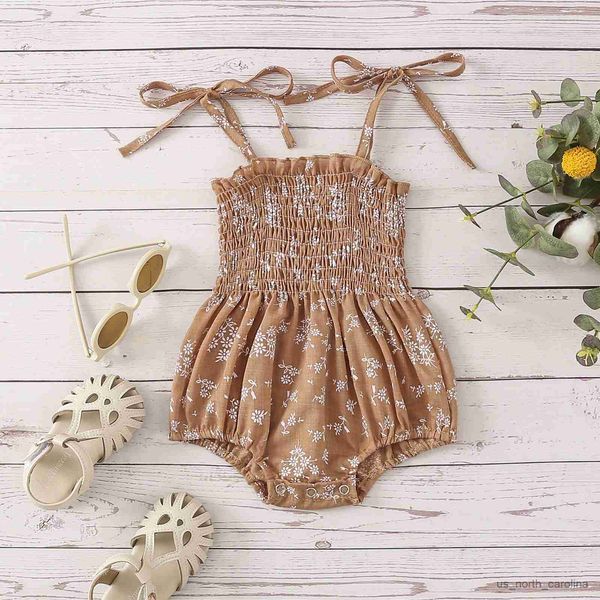 Vestidos de niña Sister Ropa a juego Hermana Gran Sling Ruchada Vestido de rodilla Floral Ruchada y Little Sister Triangle Bottom Romper R230815