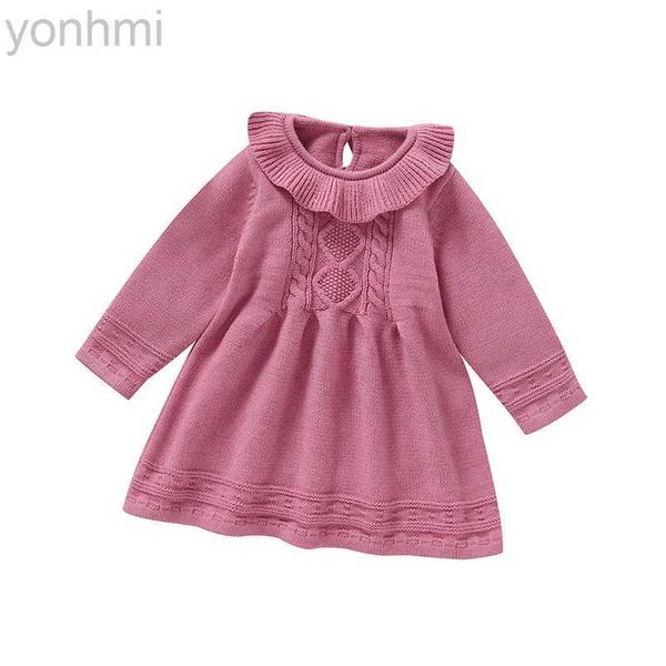 Robes de fille Collier de couleur Collier de poupée longue Baby Girls Girls Longueur Robes en tricot en acrylique 6-36 mois