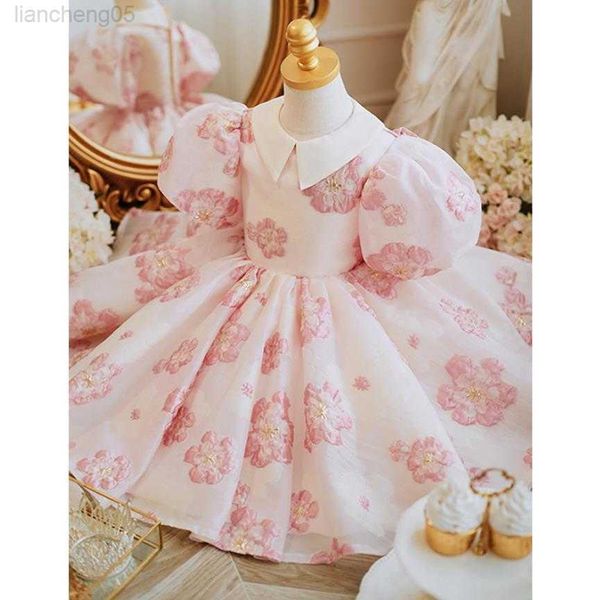 Robes de fille espagnole nouvelle robe de bal florale bébé Lolita robes de princesse infantile anniversaire baptême robes de mariée pour les filles Pâques Eid A1555 W0224