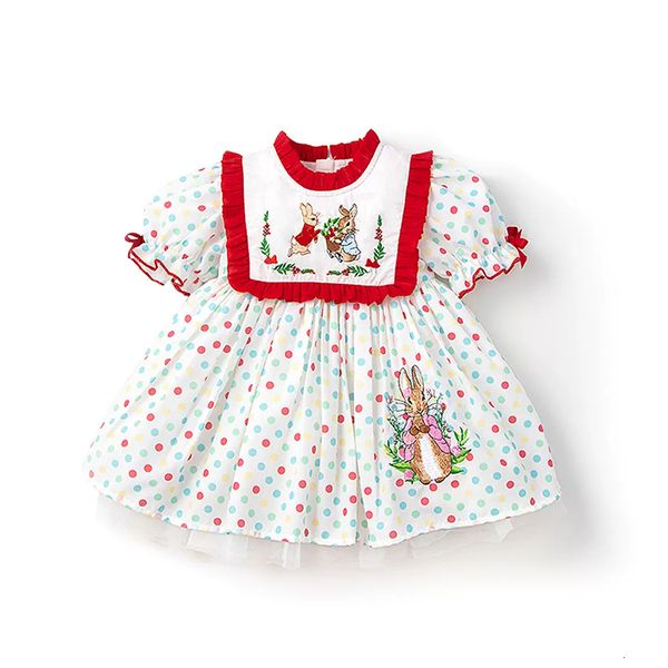 Robes de fille Robe de style espagnol pour bébés filles Enfants Broderie Bunny Dot Robes de bal imprimées pour Pâques Vacances Tout-petits Lolita Vestidos 230615