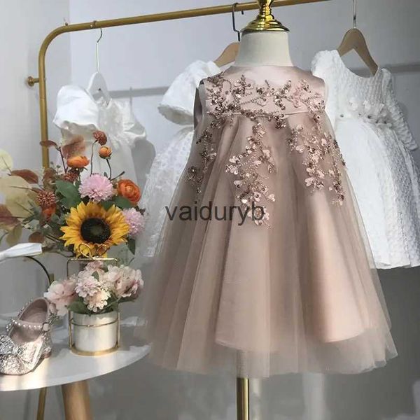 Robes de fille Espagnol Vintage Lolita Princesse Robe Arc Paillettes Sans Manches Conception Infantile Anniversaire Baptême Pâques Eid Fête Filles Robes A2543vaiduryb