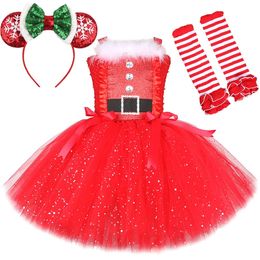 Jurken voor meisjes Glinsterende kerstelf Tutu-jurk voor meisjes Kerstmankostuums voor kinderen Verjaardag Halloween-outfit Kinderen Kerstvakantiekleding 231010