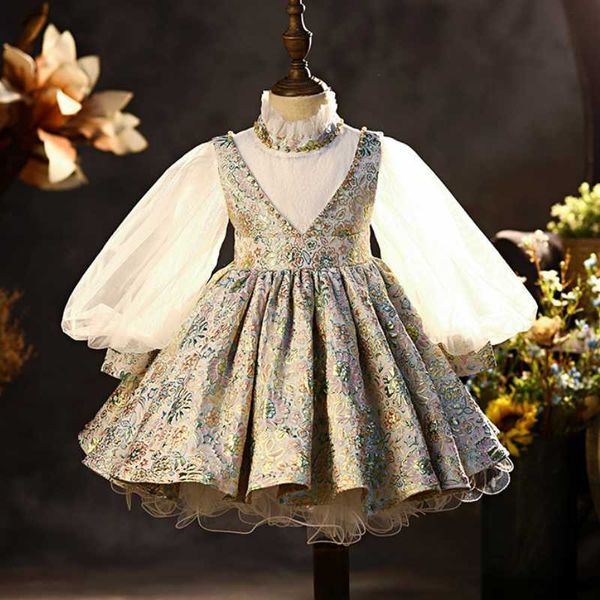 Vestidos de niña Primavera Otoño Lindos vestidos españoles para bebés Vestido de novia para niña pequeña de Lolita Vestido de fiesta con tutú de princesa Vestido de cumpleaños para niña bebé Ángel