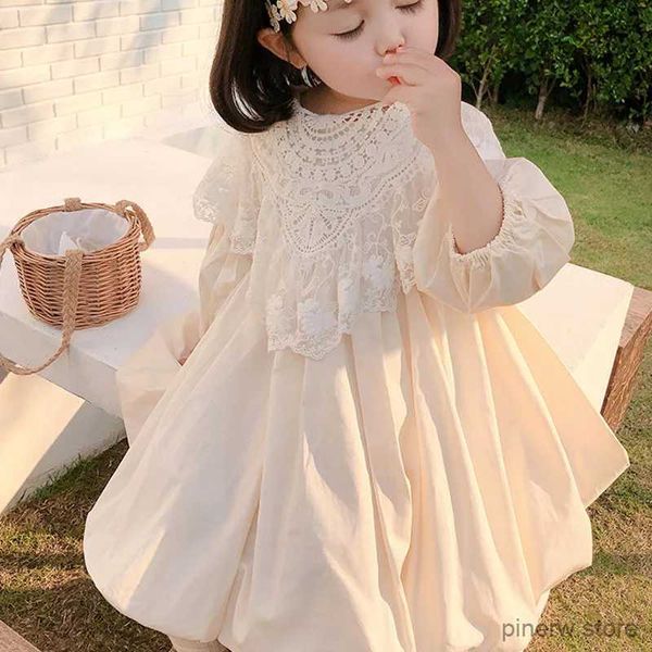 Robes de fille Printemps Automne Filles Robe Col En Dentelle Détachable Fée À Manches Longues Robe De Princesse Bébé Enfants Vêtements Vêtements Pour Enfants