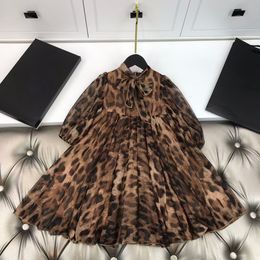 Robes de fille printemps automne imprimé léopard filles robes enfants filles robe en mousseline de soie vêtements pour enfants 230201