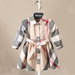 Meisjes Jurken Lente Meisje Mode Plaid Katoen Lange Mouw Prinses Feestjurken Kinderkleding 1-6 Jaar Europese Stijl A-lijn Jurk 230726