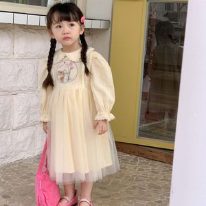 Robes de fille printemps enfants robe poupée col brodé lapin fil robe filles mignon princesse robes 230519