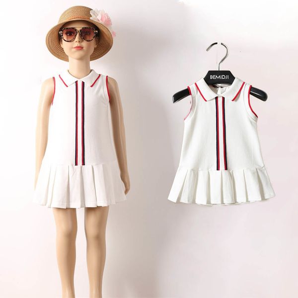 Robes pour filles été 1-12 ans enfant style preppy coton blanc couleur patchwork arc robe plissée pour enfants bébé filles design de marque 230726