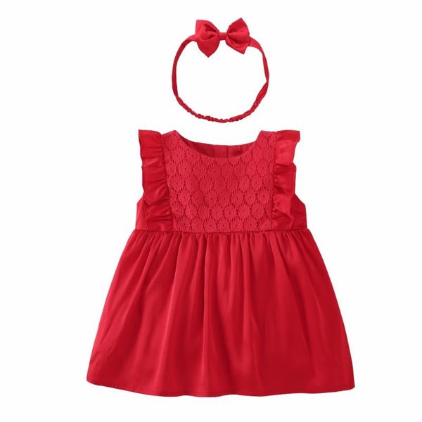Vestidos de niña verano 1 año de edad bebé vestido de fiesta vestido rojo princesa estilo cumpleaños para bodas y bautismo 2