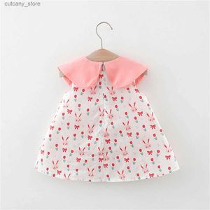 Jurken voor meisjes Zomer babyjurk Katoen Koreaanse versie Meisjejurk Elf Konijn Print Mouwloze kinderkleding L240313