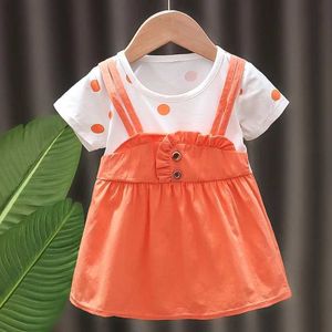 Meisjesjurken zomer babymeisje jurk kinderen kleding korte mouw dot prinses jurk casual a-line kind meisje jurk baby outfit Toddle A1007