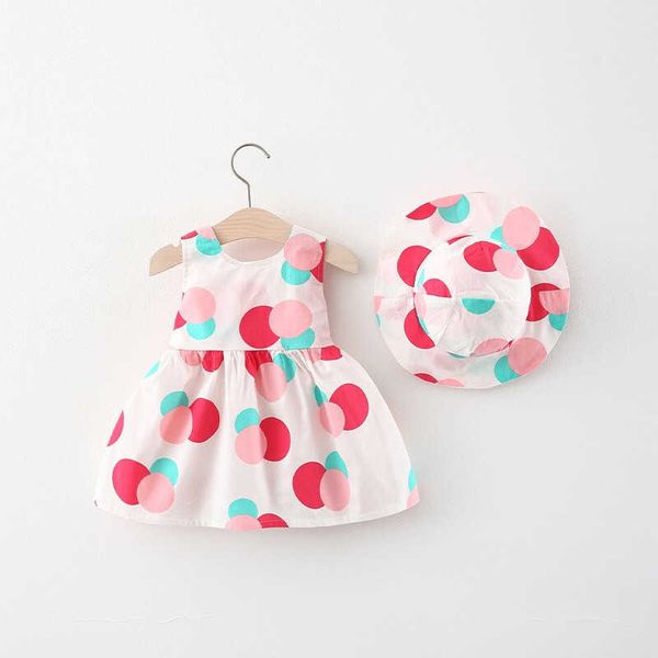 Robes de fille Summer Baby Girl Robe Imprimer Bow Princesse Fête Chapeau Tenues Enfants Vêtements Ensemble Enfant Bébé Nouveau-né