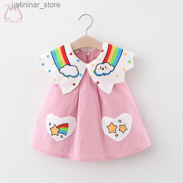 Robes de fille Été bébé fille robes de fête arc-en-ciel sans manches en mannequin simple coton coton dynamique pour enfants 0 à 3 ans