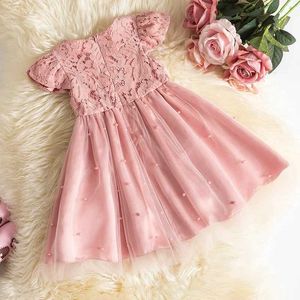 Meisjesjurken zomer babymeisjes jurk voor bruiloftsfeest 1e verjaardag roze prinsesjurk kind 1-5y schattige babymeisjes vestidos elegante jurk
