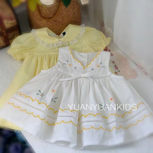 Vestidos de niña Vestido Vtg amarillo para niñas de verano Vestido de novia de cumpleaños para niña española Ropa para niña de 2 años Vestido de niña de flores 230407