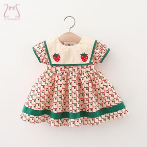 Robes De Fille D'été Vêtements Pour Enfants Simple Plaid Bébés Filles À Manches Courtes Enfants Mode Col Marine 0 À 3 Ans Costume De Tout-petit 230724