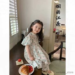 Vestidos de niña Summer estilo chino Cheongsam Vestido floral verde Lolita Niñas Niñas Vestidos para adolescentes Princesa Princesa Sundress