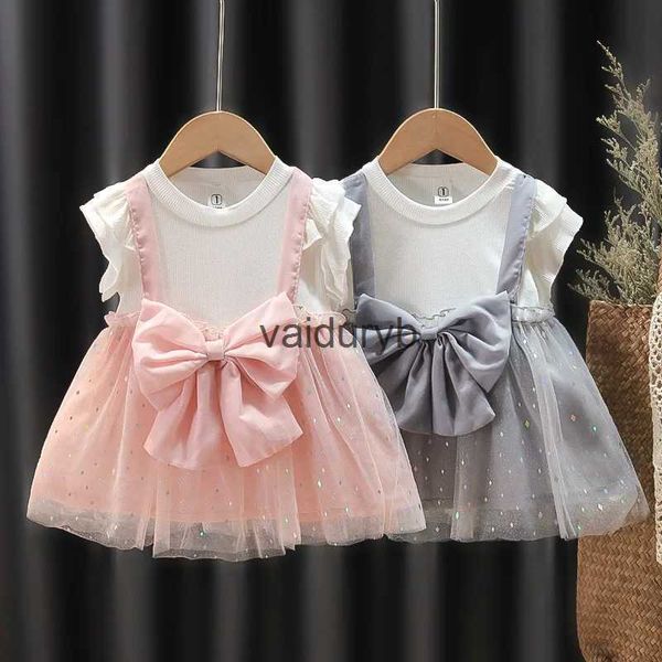 Robes de fille Été Mignon Filles Paillettes Princesse Robe Bowknot Bébé Sans Manches Tulle Vêtements Enfants Fête D'anniversaire Enfants Vêtementsvaiduryb