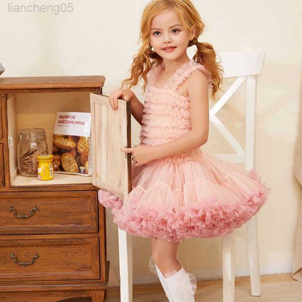 Mädchen Kleider Sommer Süße Prinzessin Puffy Kleider Kleine Mädchen Tüll Festzug Tutu Kleid Ballkleid Kommt Für Kinder Geburtstag Kinder Kleidung W0224