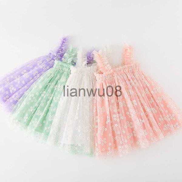 Robes de fille d'été fleur sirène robe d'anniversaire pour bébé fille vêtements maille imprimé floral princesse Slip tutu robes sans manches fille vêtements x0806